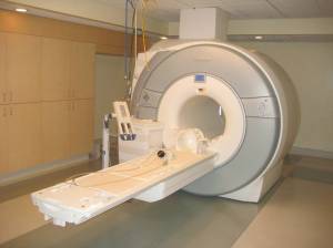 An MRI machine. Riddle me this: how did this camera not get sucked into the machine? Shenanigans.