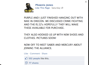 Phoneix Jones in full facebook flight ...