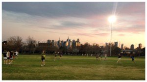 Dusk at the Brunswick Street Oval as I ran.