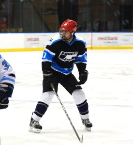 Wearing the Rookies black, in action against IBM at the Icehouse.
