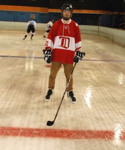 A highlight of summer: Big Cat Place back on two legs and back in skates, at the Charlie Srour game.
