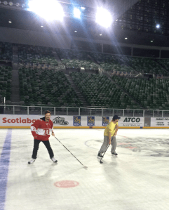 Big Cat and Apollo Patrick get a feel for international hockey ice.