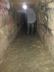 A shallow part of the water-logged section of the tunnels. Picture: Nicko