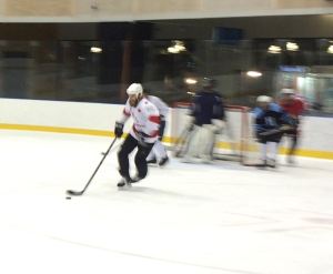 Lliam Webster moving at maybe 50 per cent capacity during the coach scrimmage. Pic: Nicko