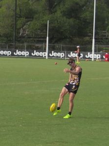 Jack Riewoldt shows his style at training.