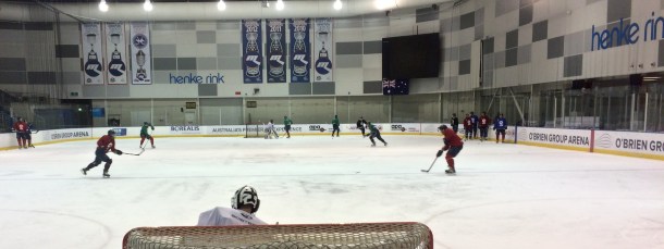 The Ice on Tuesday night, preparing to hopefully add a new addition to the banners on the far wall. 